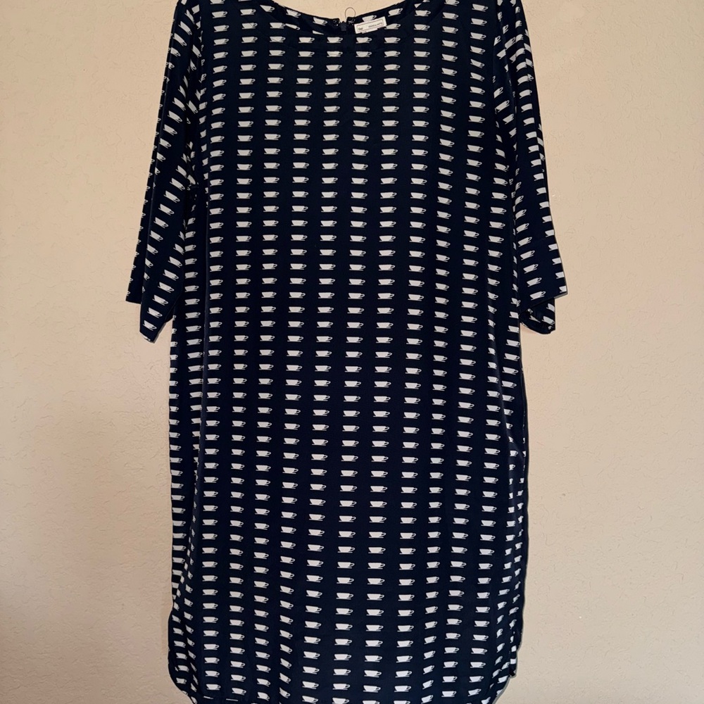 Gap Women's Navy Blue Teacup Vicki 3/4 Sleeve Shift Mini Dress